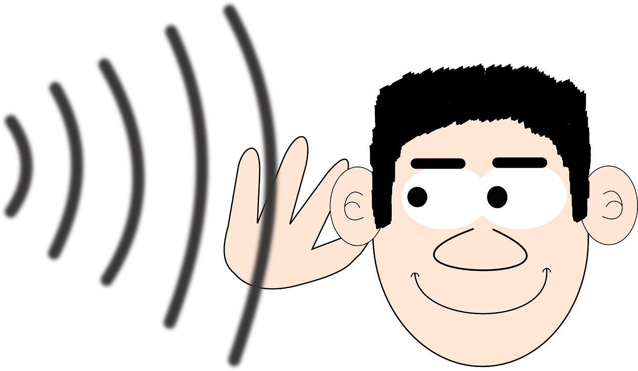 cartoon image of man listening