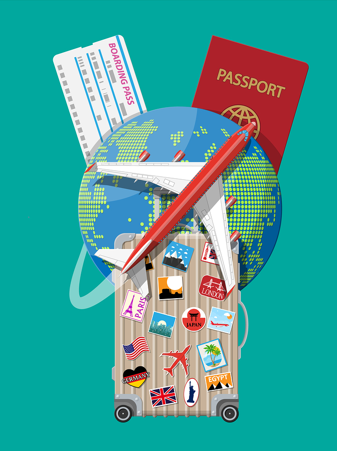 suitcase and passport icon