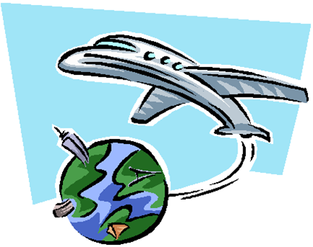 plane travelling round globe