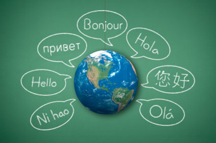 globe with hello in different languages